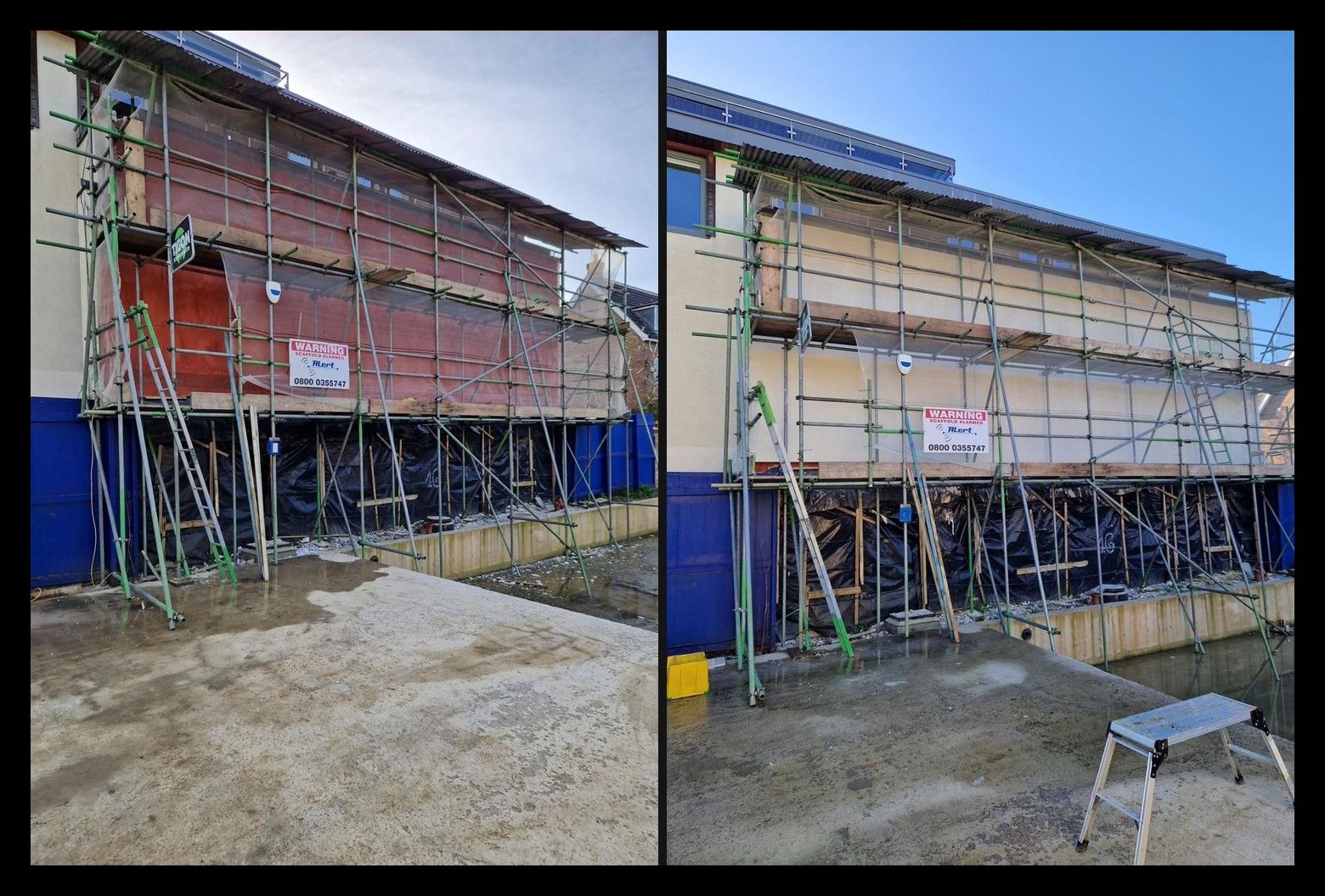 Commercial building before and after render