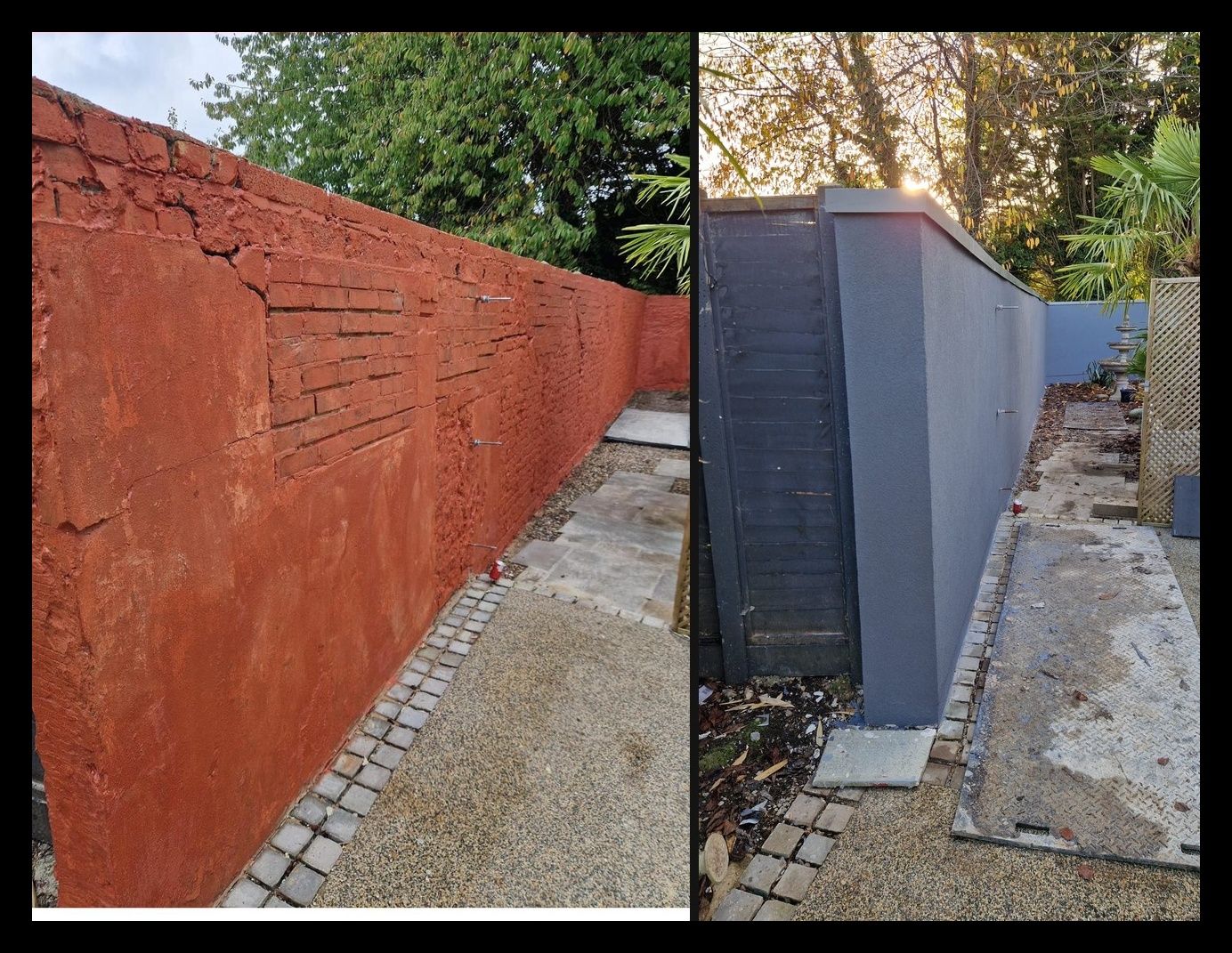 Boundary wall before and after full re-render
