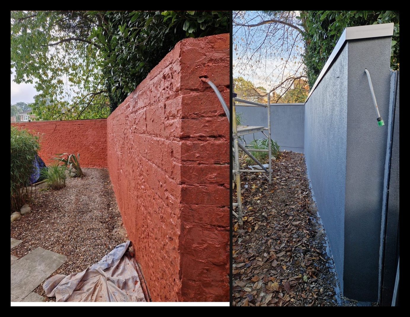 Boundary wall corner before and after render